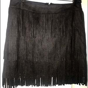 NWT Black Suede Fringe Skirt Small